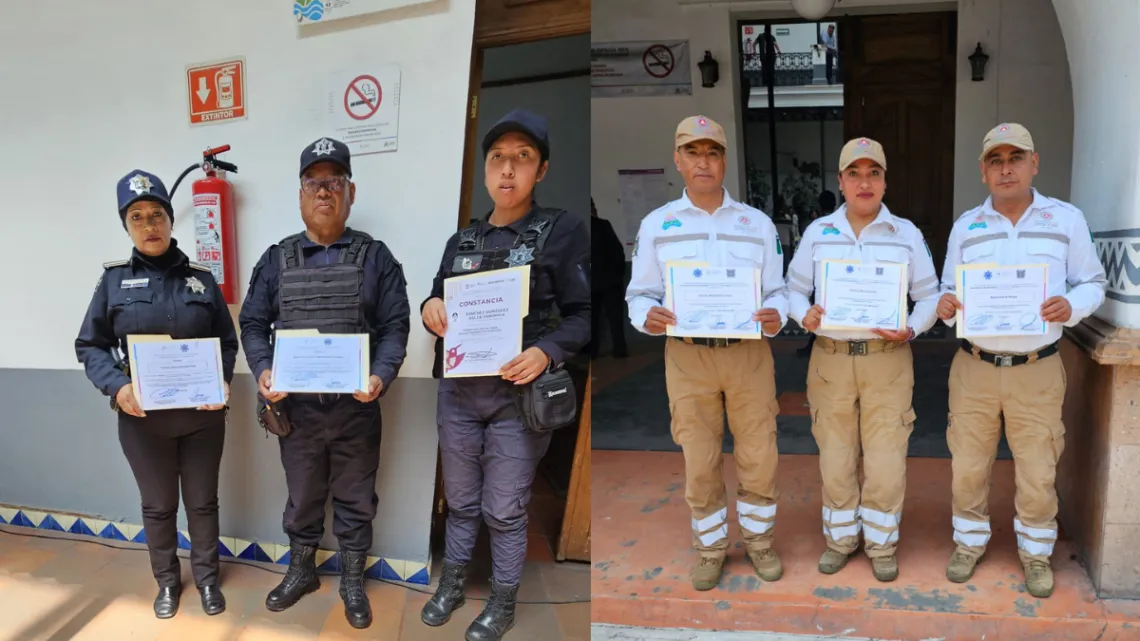 Reconocen a policías y elementos de Protección Civil de Almoloya de Juárez