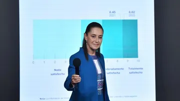 La presidenta Claudia Sheinbaum durante una conferencia donde habló sobre felicidad, bienestar y calidad de vida en México.