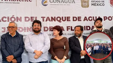Isaac Montoya entrega tanque de agua en jardines de la florida en Naucalpan