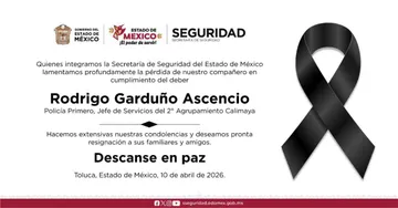 SSEM lamenta fallecimiento de policía en Tenango del Valle