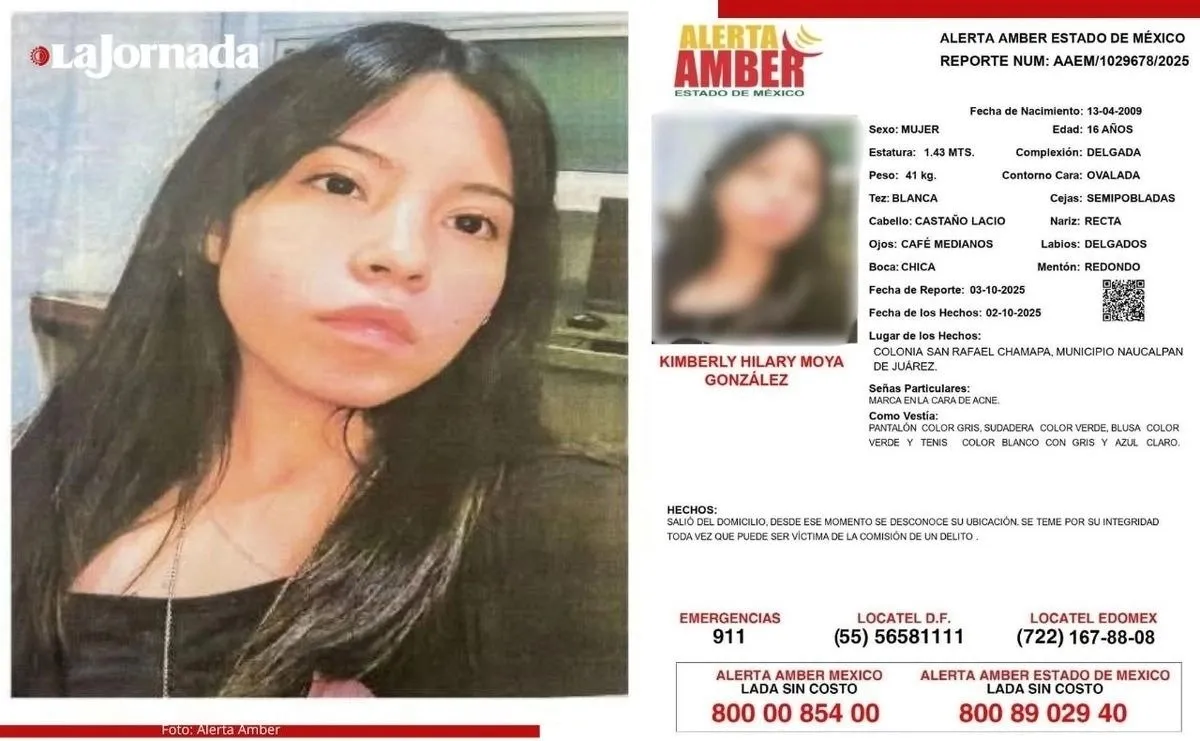 De acuerdo con la Fiscalía General de Justicia del Estado de México (FGJEM), las diligencias continúan de forma ininterrumpida desde la desaparición de la joven el pasado 2 de octubre, en el poblado de San Rafael Chamapa.