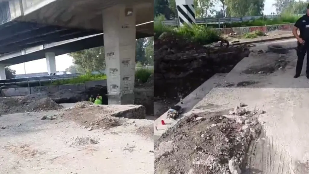 Texcoco-Lechería en cierre parcial por rehabilitación de puente; provoca caos vial