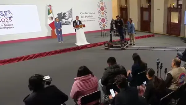 El secretario de Hacienda y Crédito Público, Edgar Amador, desde Palacio Nacional.
