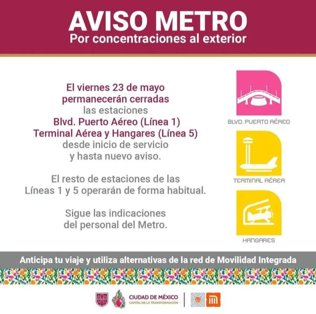 Cierran cuatro estaciones del Metro por movilizaciones en CDMX