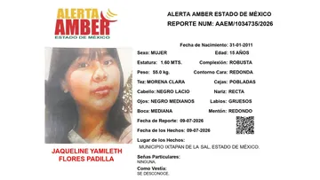 Alerta Amber: Se busca a Jaqueline Yamileth Flores Padilla, desaparecida en Ixtapan de la Sal