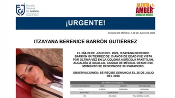 Ficha oficial de búsqueda de Itzayana Berenice Barrón Gutiérrez, adolescente de 15 años desaparecida en la alcaldía Iztacalco.