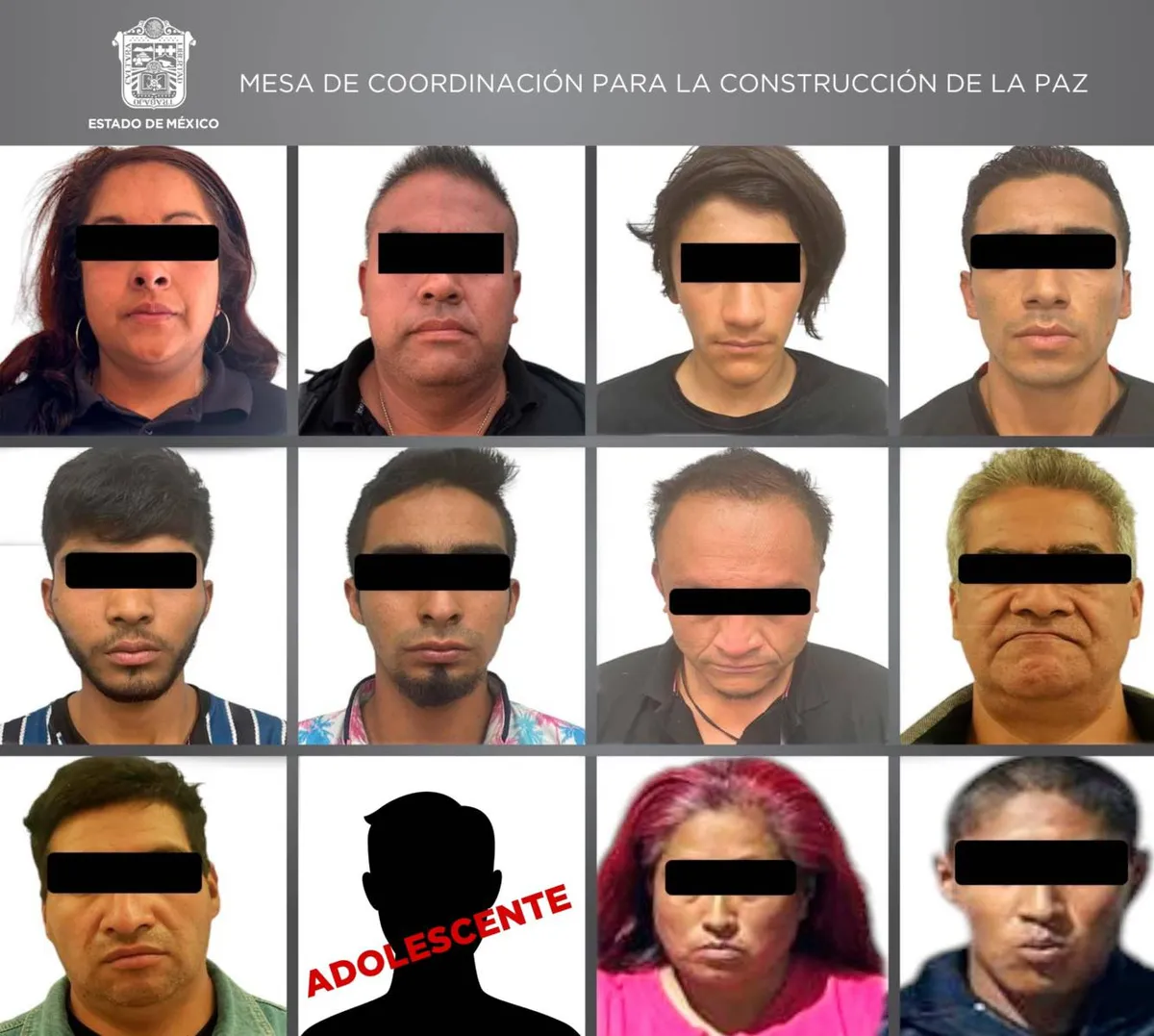 Detenidos 12 integrantes de células delictivas en Edomex