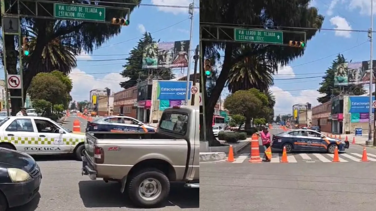 Isidro Fabela Toluca en caos vial por trabajos de señalización