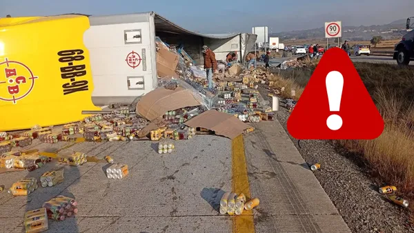 Tráiler tipo full cargado con jugos volcó en Arco Norte, generando cierre total y actos de rapiña.