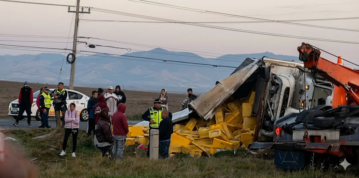 Vuelca tráiler con carga de pollo en la Toluca-Atlacomulco, hay un lesionado [VIDEO]