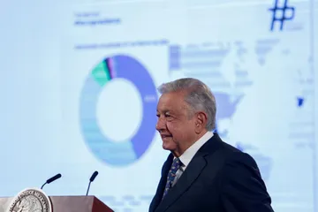 El Presidente Andrés Manuel López Obrador calificó al periodista como un "gran calumniador" y señaló que este reportaje muestra el vínculo de Golden con el gobierno de Estados Unidos. Foto: Presidencia