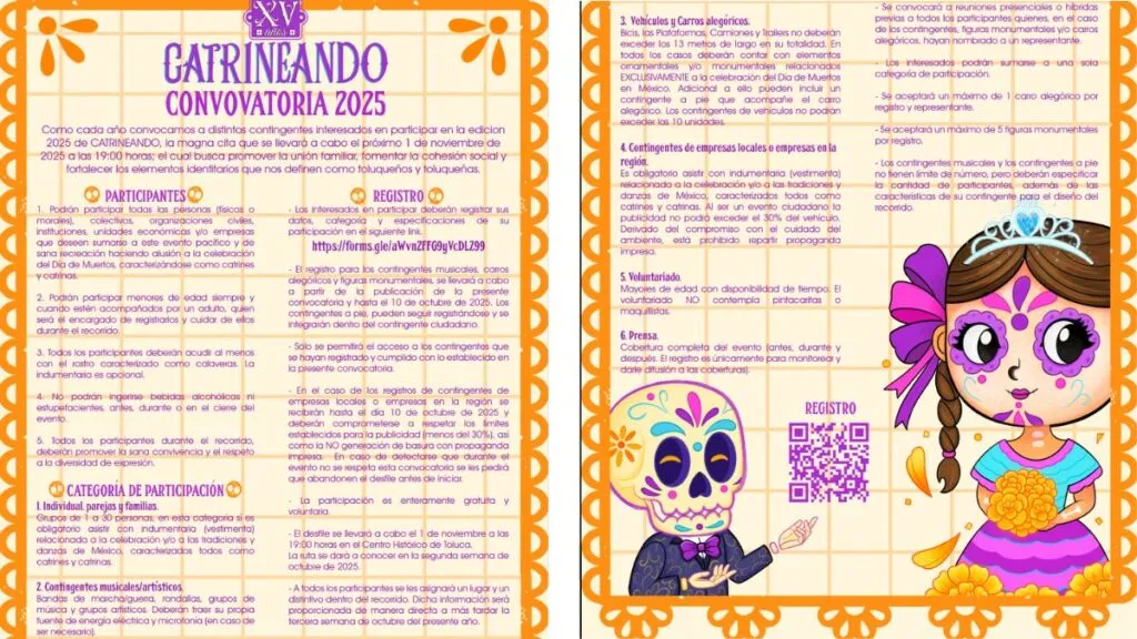Toluca emite convocatoria para participar en el Desfile Catrineando 
