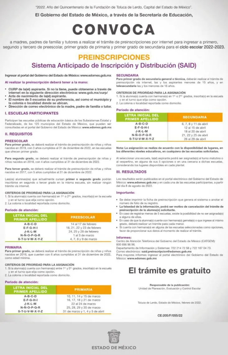Cuándo son las preinscripciones en el Estado de México: preescolar, primaria y secundaria