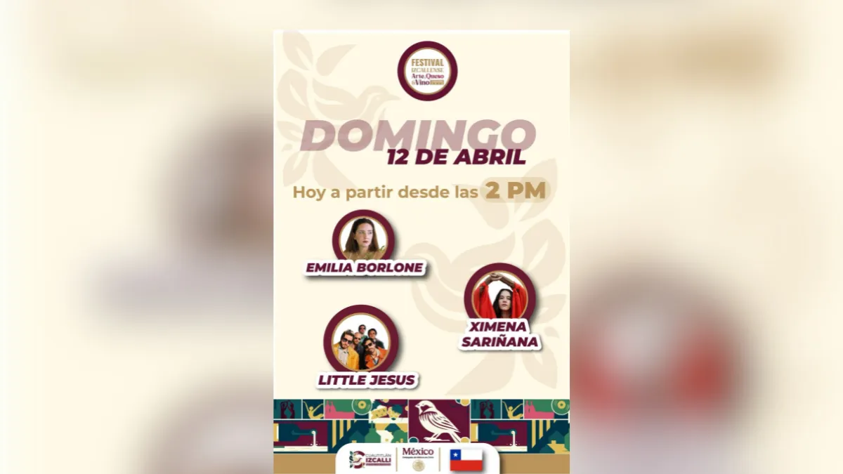 A partir de las 2:00 pm Ximena Sariñana y Little Jesús en el cierre del Festival Izcallense del Vino