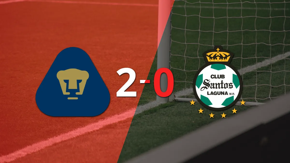 Pumas UNAM le ganó como anfitrión a Santos Laguna por 2-0