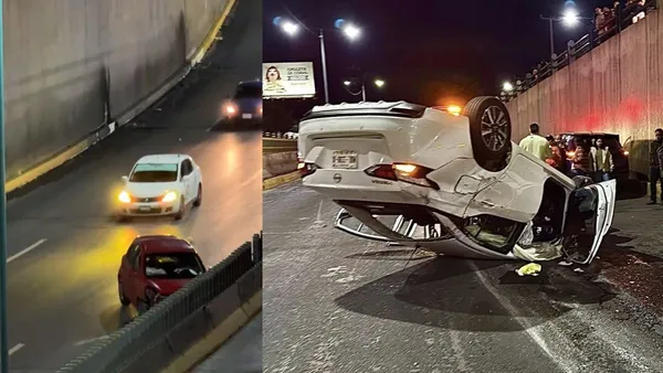 Autos chocan y vuelcan en Tollocan