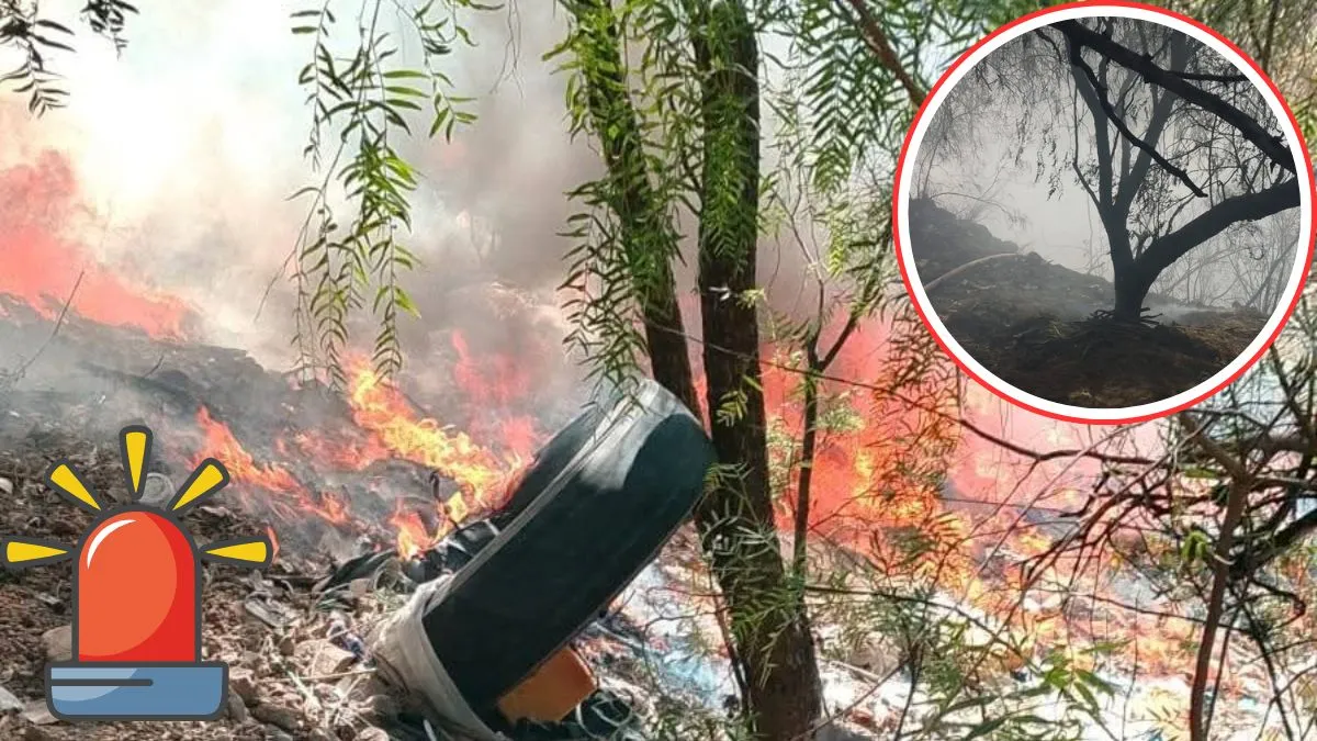 Bomberos atienden incendio de basura y pastizales en la carretera Chamapa-Lechería