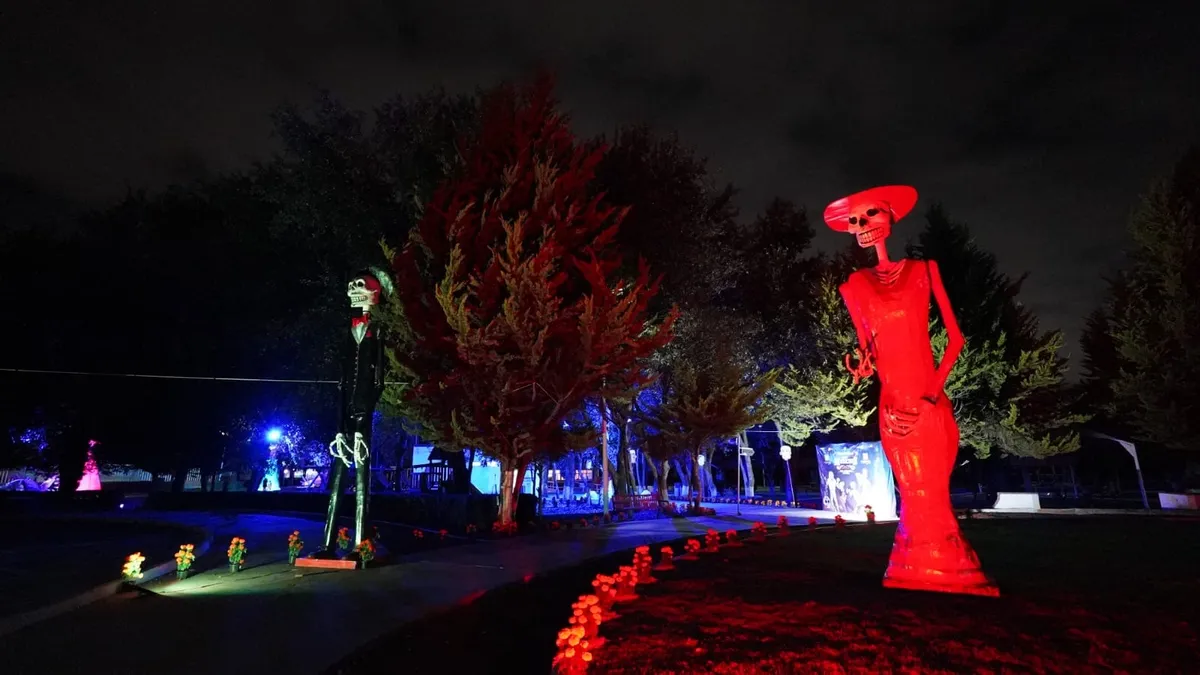Alebrijes monumentales iluminan la noche en San Antonio La Isla