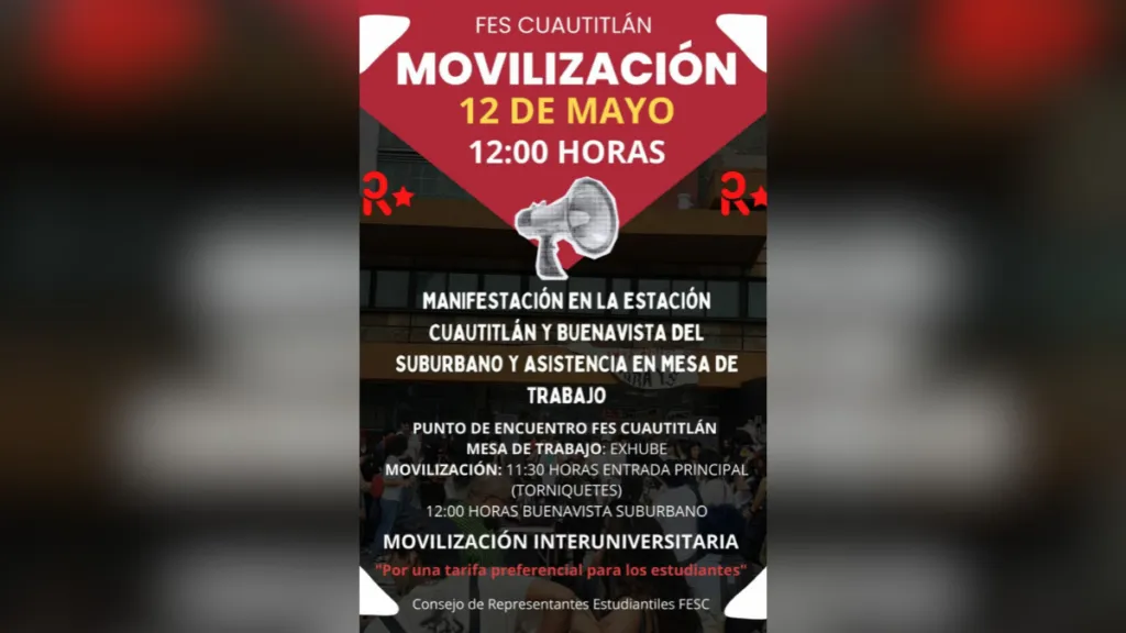 Estudiantes de la FES Cuautitlán convocan a manifestación este 12 de mayo