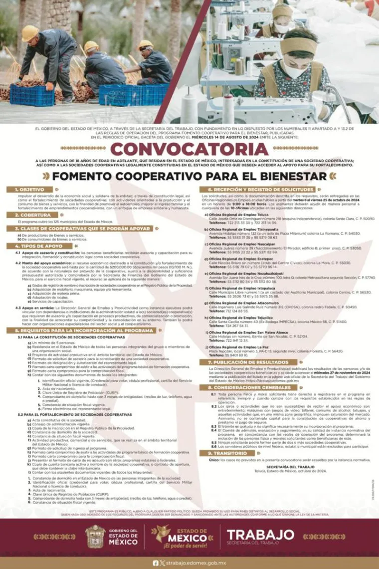 Así puedes recibir hasta 200 MIL PESOS con el programa Fomento Cooperativo para el Bienestar Edomex