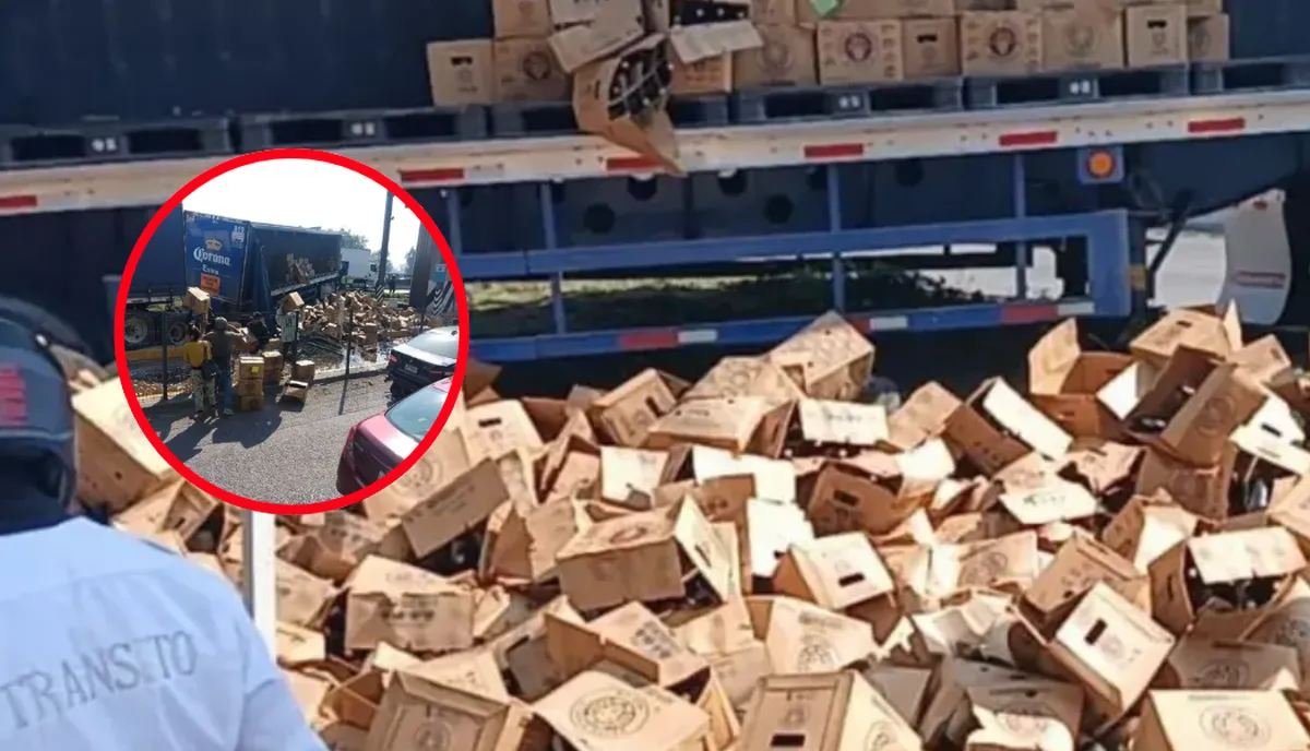 Tráiler de cerveza vuelca en la México-Querétaro y provoca caos vial y rapiña en Cuautitlán Izcalli
