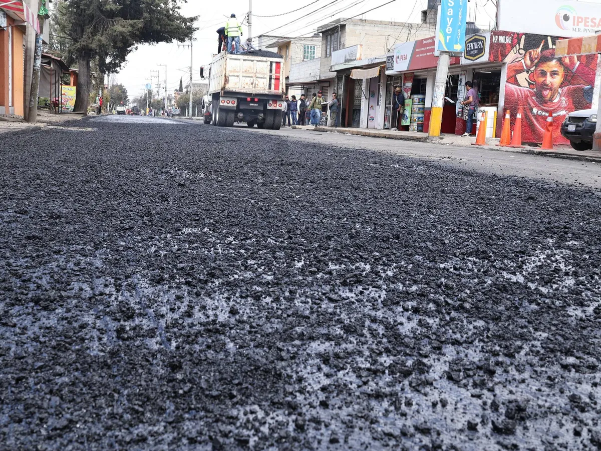 Avanzan trabajos de  repavimentación en San Pablo Autopan