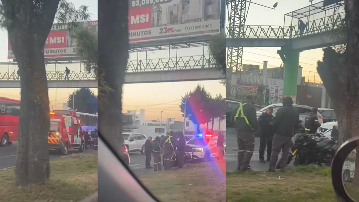 Motociclista resulta lesionado tras accidente en Avenida Tecnológico, en Metepec