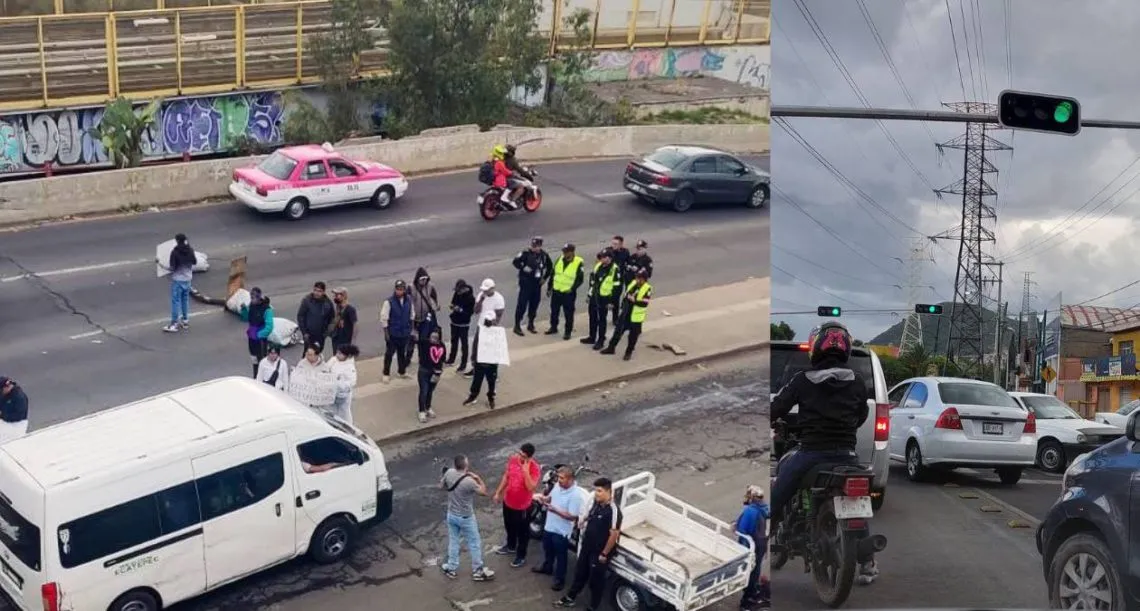 Ecatepec: Grupos de taxistas bloquean Av. Central y Vía Morelos