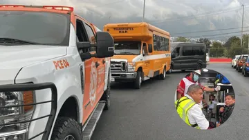 Niña cae de transporte escolar en movimiento en Monterrey