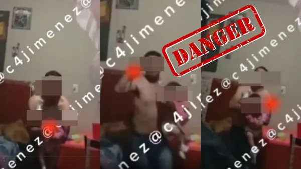 Momento en que policías rescatan a la bebé tomada como rehén por su padre en Chimalhuacán.