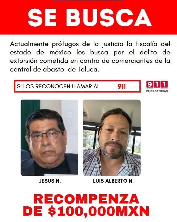 Detienen a dos de la mesa directiva de la Central de Abasto de Toluca por extorsión