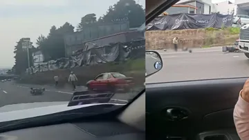 Motociclista se accidenta en la México-Toluca; hay tráfico lento