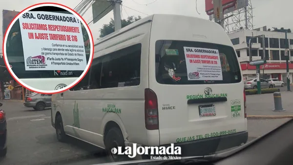 Transportistas del Edomex pegan cartulinas para exigir aumento de pasaje