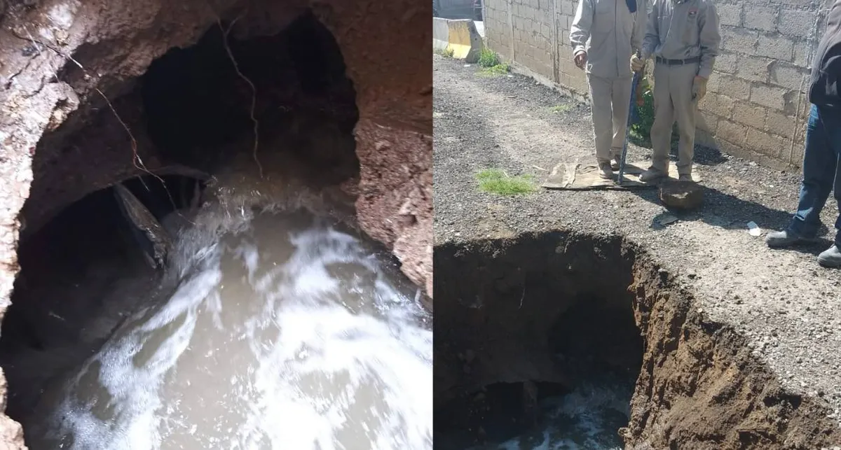 Cuautitlán Izcalli: Surge socavón a las afueras de la Presa El Ángulo