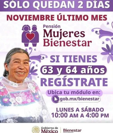 Mañana el último día de registro para Pensión Mujeres Bienestar