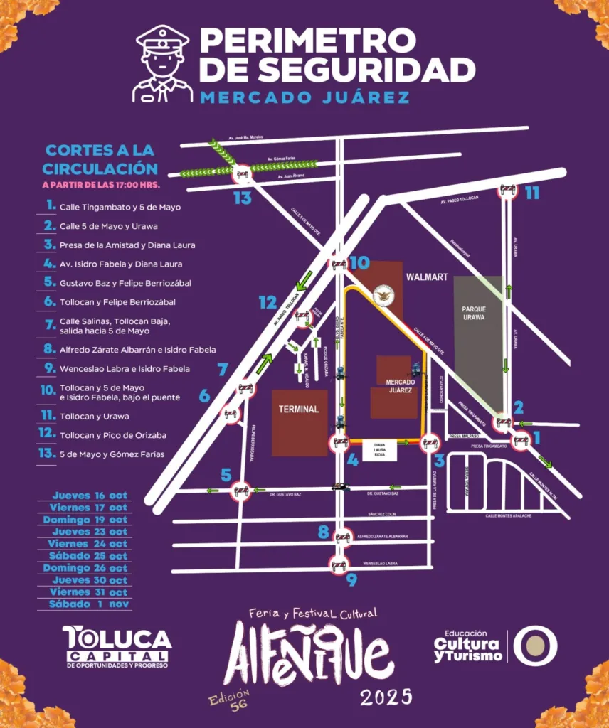 Cierres viales por conciertos de la feria del Alfeñique en el Mercado Juárez ¿Qué calles serán afectadas?
