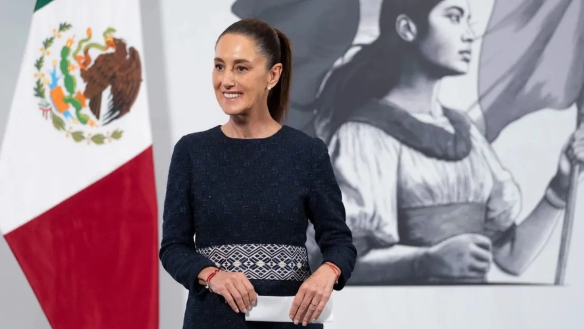 La presidenta Claudia Sheinbaum durante su conferencia matutina en Palacio Nacional, en la Ciudad de México, el 18 de julio de 2025. Foto Presidencia