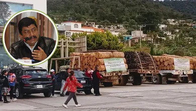 Vecinos retienen camiones con madera en Texcoco