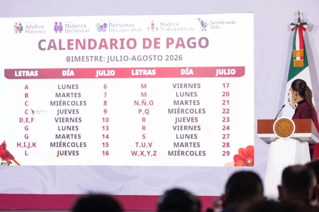 Pensión del Bienestar julio 2026: calendario oficial revela qué día cobras según tu apellido