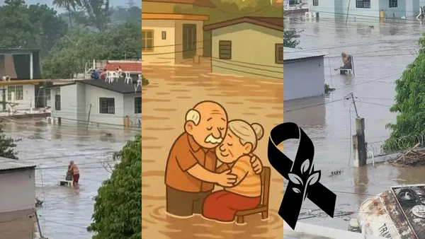 Murió Doña Elodia, la abuelita que se hizo viral por sobrevivir abrazada a su esposo durante la inundación en Poza Rica, Veracruz.