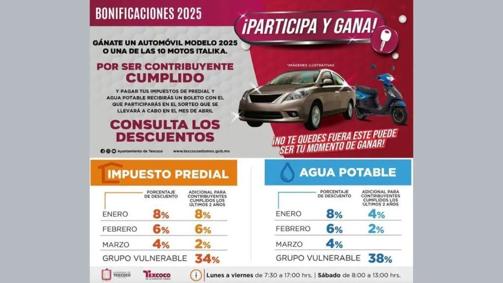 Texcoco: Rifan autos y motos para contribuyentes cumplidos