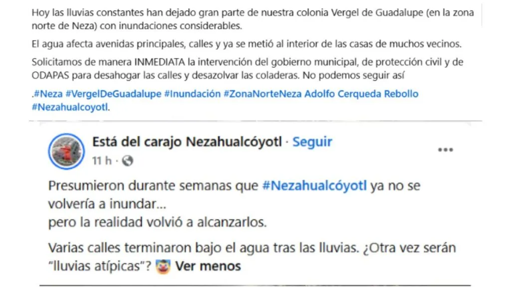Nezahualcóyotl amaneció inundado tras lluvias de ayer