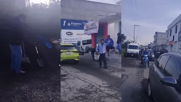 Baches en Ixtapaluca provocan reclamos, transportistas reparan avenida por su cuenta [VIDEO]