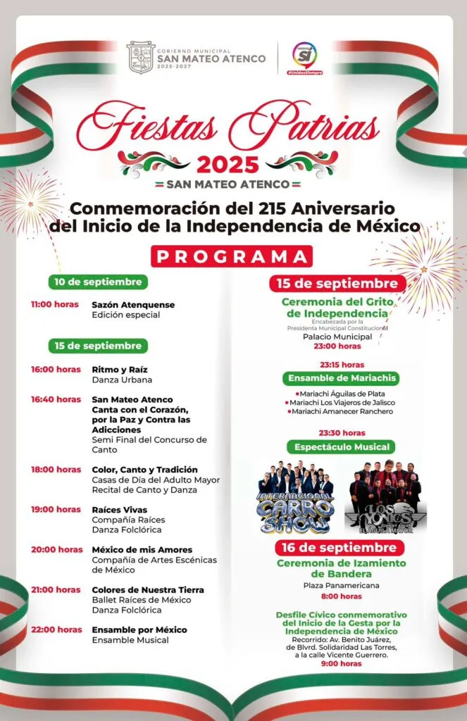San Mateo Atenco se prepara para celebrar las Fiestas Patrias 2025