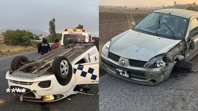 Volcadura de taxi en Atlacomulco deja cuatro heridos