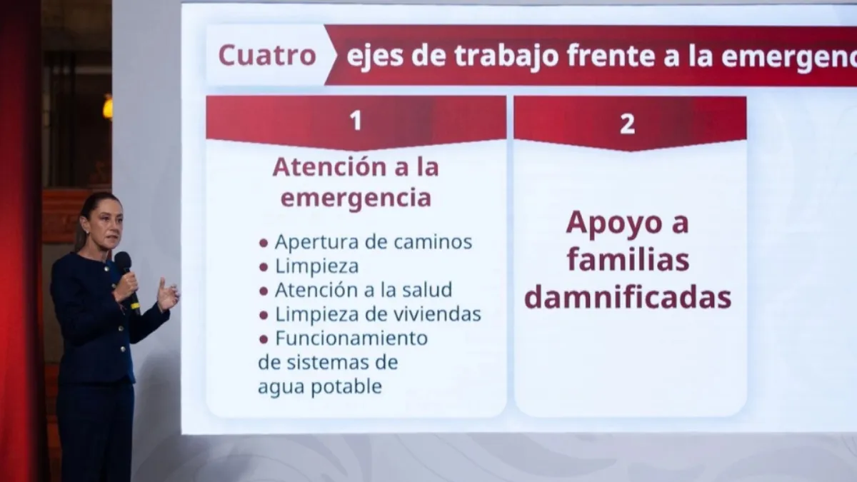 Claudia Sheinbaum anunció un apoyo inicial de 10 mil millones de pesos para familias afectadas por las lluvias.