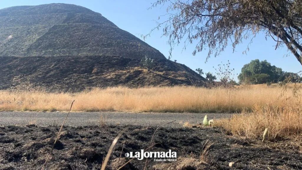 Incendio de pastizales afecta la zona arqueológica de Teotihuacán