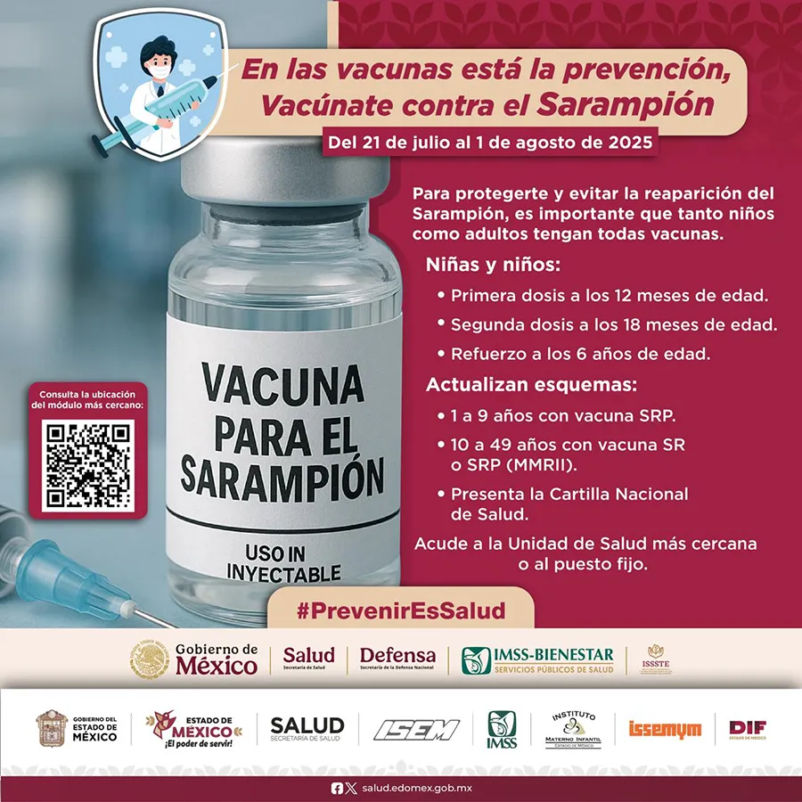 Últimos días de campaña contra sarampión en Edomex, estas son las sedes