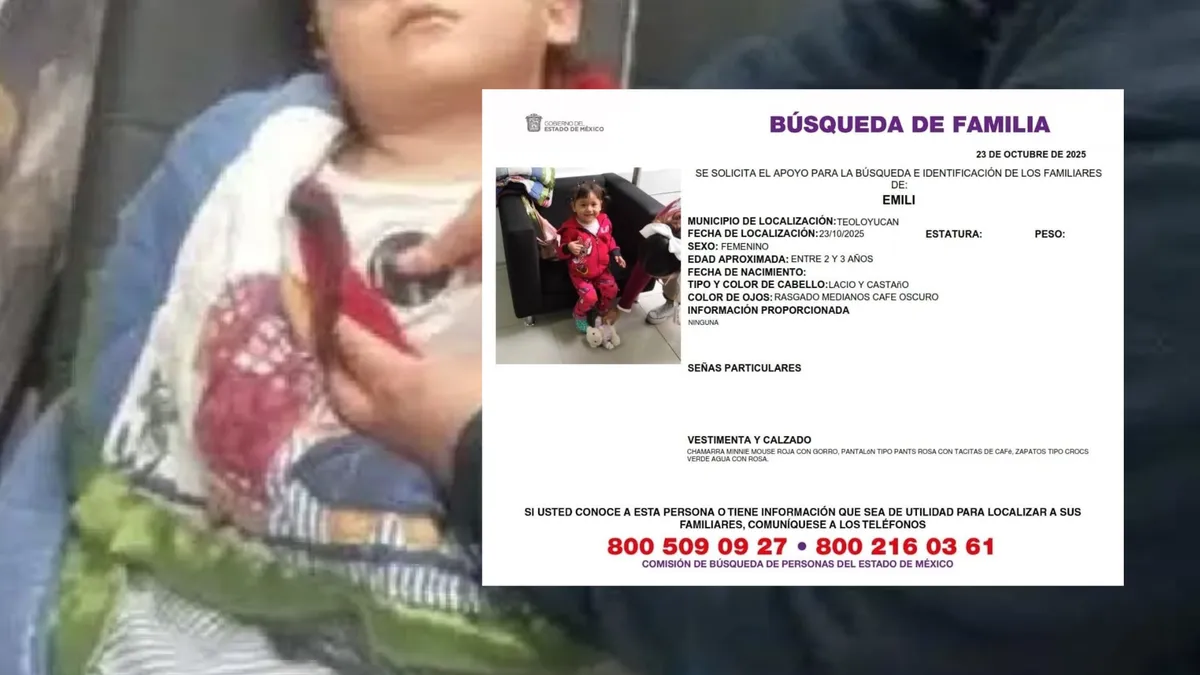 Rescatan a niña abandonada durante la madrugada en Edomex