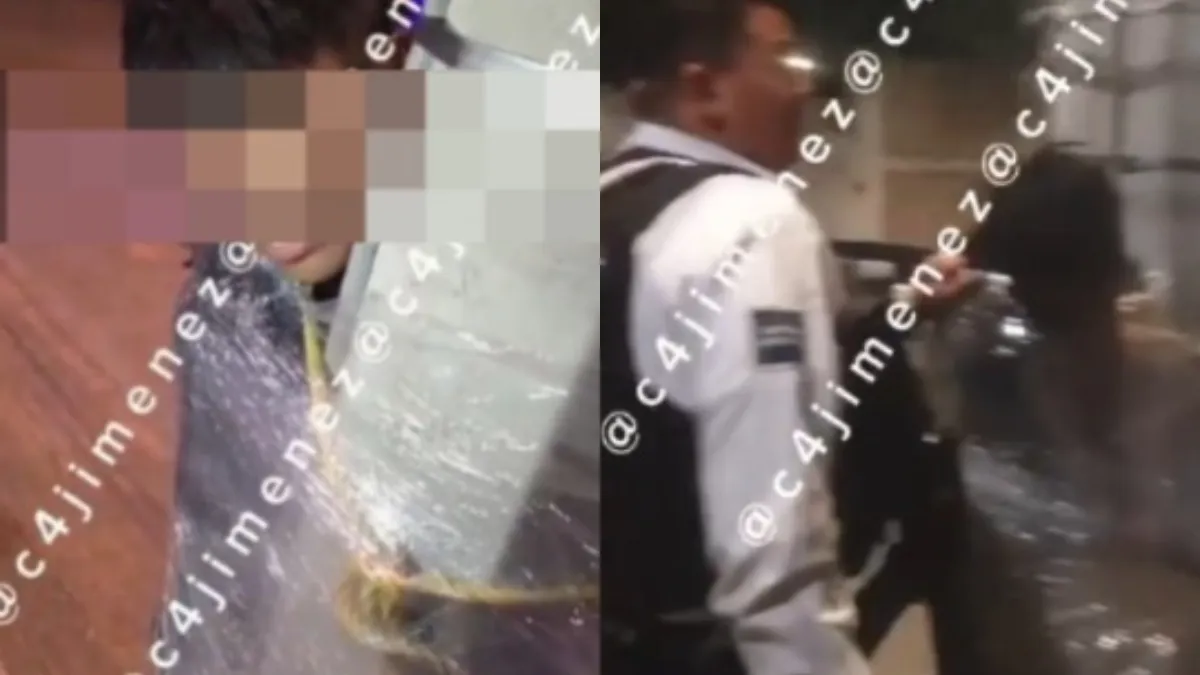 En redes sociales circula un video en el que se observa a un ladrón emplayado y atado con cuerda a un poste.